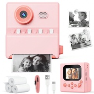 RIVGOT Instant Print Camera, 2.0" Screen 1080P Kids Digital Video Camera, USB Interface, MP3, Portab