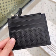 Handwoven Genuine Leather Card Holder Short Zipper Pocket Pure Color Bifold Wallet for Men And Youth
