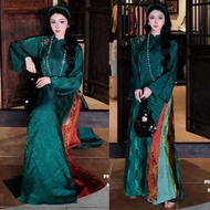 MELLYSTORE Blue Silk Loose Ao Dai, Beautiful, Luxurious, Beautiful, Luxurious High Quality Banh Beo 