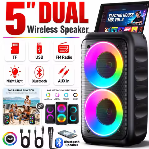 Portable Wireless Bluetooth Speaker, High fidelity Bluetooth 5.3 speaker, gorgeous LED light show, s