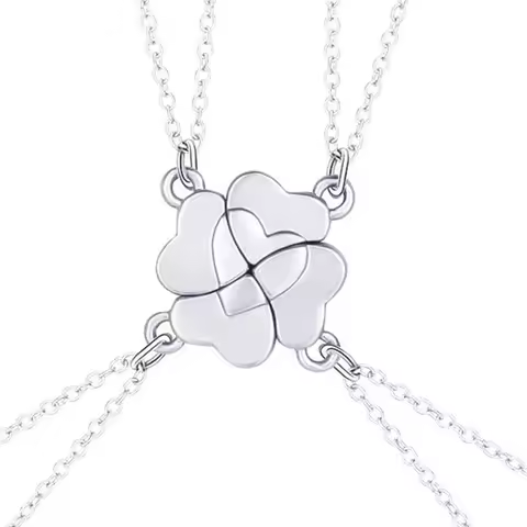 Magnetic Matching Four Leaf Clover Best Friend Friendship Necklace Gifts for Girls Women Magnet BFF 
