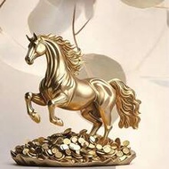 2D Acrylic Golden Horse Figurine With Coin Base, Auspicious Meaning, Home Desktop Decor