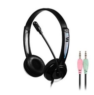 有線頭戴式耳機麥克風-DT326-黑色雙插頭