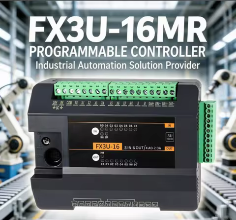 2026 PLC FX3U-16MT/MR 4AI 2AO Works With GX Series Software PLC Programmable Logic Controller