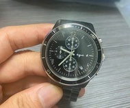 全新 agnès b.  Anges b watch 三環 黑鋼 大圈計時手錶 (B7A003X1)-鍍黑/43mm