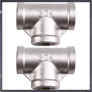 [A Z T K] 2PCS 304 Stainless Steel Female Thread Tee Connector BSPT Pipe Connector Fitting 1/2" BSPT