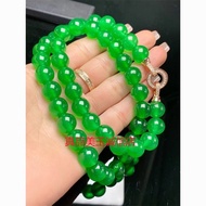 Jade Necklace Bead Chain Bead Chain Green Necklace Round Beads Full Green Ice Seed Men Women Style O