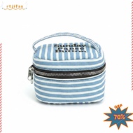 RTJIFSS99 Makeup Bag, Blue White Striped Handheld Square Storage Box, Multi-functional Zipper Design