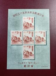 世界首枚生肖郵票，日本1950年生肖虎年小型張，原膠，有發黃1447