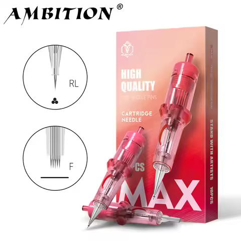 Ambition 10pcs Pink Permanent Makeup Tattoo Cartridge Needle 1 3 5 7 RL F For Tattoo Machine Pen Dis