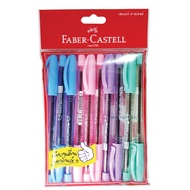 Faber Castell ปากกาลูกลื่นกึ่งเจล รุ่น 1444 0.5 มม. คละสี หมึกน้ำเงิน แพ็ค 10 ด้าม