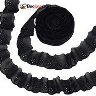 15yards Polyester Hollow Flower Lace Trim Wavy Edge Lace Ribbon Black 1-5/8 inch(42mm)