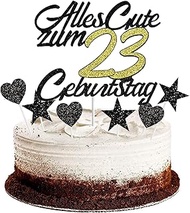 Cake Decoration 23rd Birthday Man, Cake Decoration Happy 23th Birthday Black, Glitter Cake Topper 23