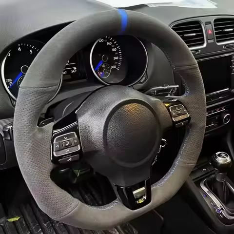 Hand Stitched Breathable Soft Suede Leather GTI MK6 VW Polo GTI Scirocco Steering Wheel Cover For Vo