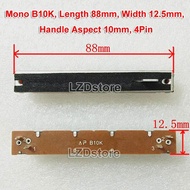 5pcs 88MM Mixer Fader Slide Sliding Potentiometer Mono A10K B10K A103 B103 Handle Aspect 10MM 4Pin