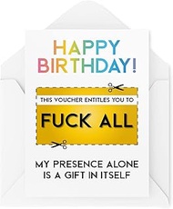Tongue in Peach Funny Birthday Cards, Best Friends, This Goucher Entitles You To F*ck All, Comedy Hu