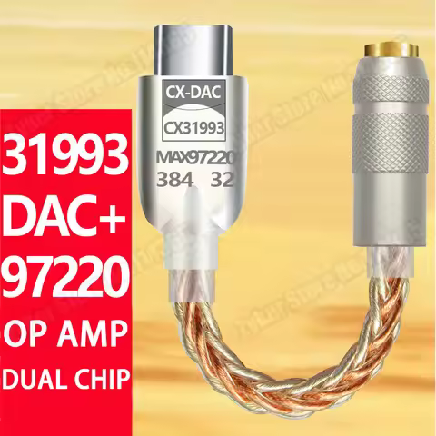 CX31993 97220 HiFi USB DAC Type C to 3.5mm Earphone Amplifier CX31993 Audio Decoder AMP Phone Adapte