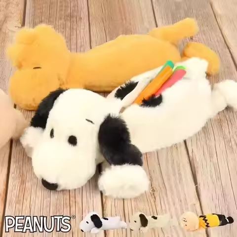 Kawaii Snoopy Plush Pencil Case Soft Pen Bag Cartoon Large Capacity Stationery Pouch Student School 