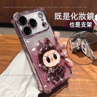 Labububu Glitter Makeup Mirror Phone Case Vivo X300pro V60 lite Y29S Y28S Y03