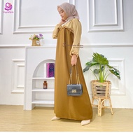 Sherina Dress Kombinasi Dua Warna Polos Gamis Wanita Dewasa Muslimah Kekinian Yayuku by Yayoe Hijab