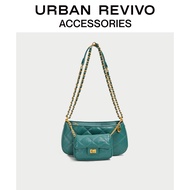 URBAN REVIVO ใหม่ สุภาพสตรี อุปกรณ์เสริม ลายสก๊อต กระเป๋าใต้วงแขน AW40TG3N2003 Matcha green