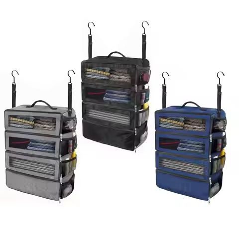 Suitcase Organizer High-capacity Travel Luggage Organizer Hanging Shelve Packing Cube Closet Collaps