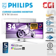 Philips 34'' Evnia 34M2C8600/27 QD OLED WQHD AMD Freesync 175Hz 0.03ms KVM Ambiglow USB-C Ultrawide Curved Gaming Monitor