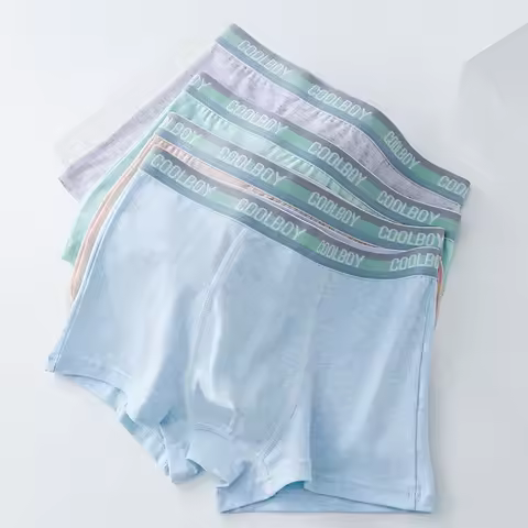 4PCS Teens Boys Cotton Antibacterial Panties Kid Solid Daily Knickers Teenagers Thin Breathable Brie