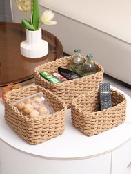 1 Chiếc Giỏ Đựng Đồ Dệt Tay, Giỏ Đựng Đồ Gia Dụng Thiết Kế Dệt Sáng Tạo, Tổ Chức Và Lưu Trữ Đồ Gia D