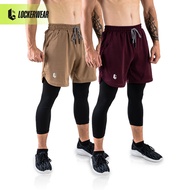 Men's Gym Fitness Running Shorts 2 In 1 Long Leggings Baselayer Cuff Sports Compression Short Pants 