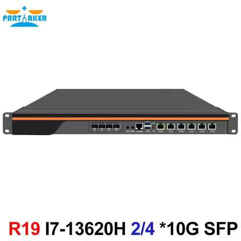 Partaker 1U Rackmount Firewall Appliance Intel Core I7 13620H 6x I226 2.5G 2-4 10G SFP pfSense ROS E
