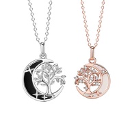 925 Sterling Silver Necklace Couple Pair Chain (Moon Tree Love Zircon Birthday Valentine's Day Gift 