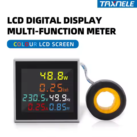 6IN1 Digital Display Voltmeter Ammeter Current Voltage Frequency Energy Meter AC monitor 100A KWH Si