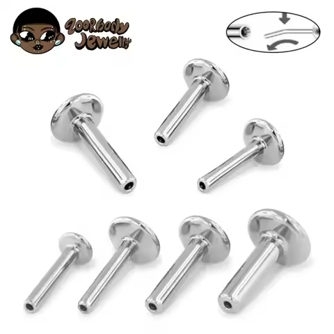 10pcs/lot ASTM F136 Titanium 16G 18G 20G Push In Plug Back Base Stud Earrings Lips Nose Piercing Tra