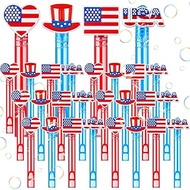 24 Pcs Patriotic Bubble Wands Bulk 4th of July Party Favors Mini Bubble Wands for Kids Patriotic Ind