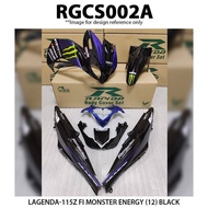 Cover Set Rapido Lagenda 115Z Fi Monster Energy (12) Black DNLGM1 Green Coverset Lagenda 115 Motor A
