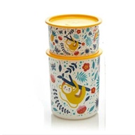 ready stock - tupperware one touch container 950ml and 2L -nature forest monkey print