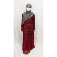 Jessica Minkoff Lace Dress Muslimah Labuh Jubah Renda Fesyen Moden Lace Tutu Muslimah Maxi Dress with Belt DR7009