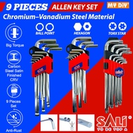 SALI CRV 9PCS ALLEN KEY SET HEX KEY ALLEN KEY BALL POINT ALLEN KEY TORX STAR ALLEN KEY / KUNCI ALLEN
