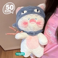 Thú bông Gấu Mèo DuDu trắng đội mũ cá mập cười tít siêu dễ thương chính hãng Totoro Việt Nam