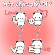 DIY Double Name Letter Cute Bear Keychain Bestie Friend Keychain Gift Supplies