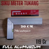 SIKU METER TUKANG ALUMUNIUM FULL 20CM PLUS WATERPASS S2540