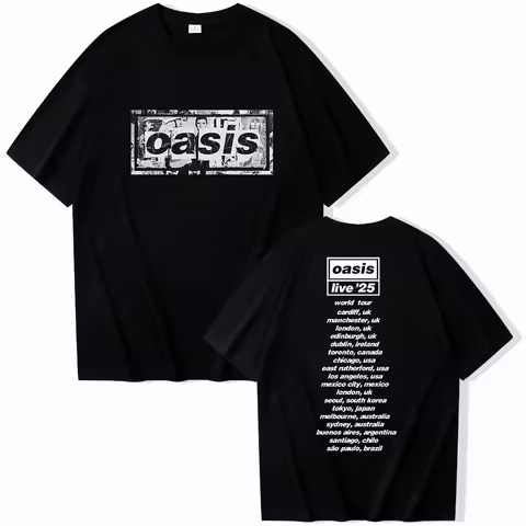 Oasis Reunion Tour 2025 T-shirt Harajuku O-neck Oasis Live 25 Tour Merch Shirt Gift for Fans
