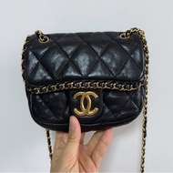 Chanel黑金滾邊mini鏈條包