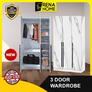 Rena Home 3 Door Wardrobe / Bedroom Wardrobe / Almari Baju / Almari 3 Pintu / Almari Murah Almari besar Ready Stock