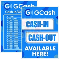 Gcash Cashin Cashout Load A4 Signage Laminated