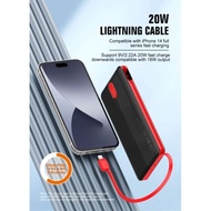 LDNIO PQ13 10000mAh Power bank Built In Cable Powerbank Fast Charging Powerbank