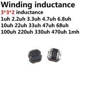 100PCS Inductor CD32 3*3*2 SMD Power Inductance 2R2 2.2UH 3.3UH 4.7UH 6.8UH 10 UH 100UH 150UH 220UH 
