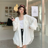 เสื้อเชิ้ตผู้หญิงแขนยาวป้องกันแสงแดดไซส์ใหญ่ฤดูใบไม้ผลิและฤดูร้อน เสื้อคลุมกันหนาวแบบหลวมๆ ทรงหลวมๆ 