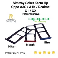Simtray Soket Kartu Hp Oppo A3S A1K Realme C1 C2 Slot Sim Card Tempat Cartu Memori hv